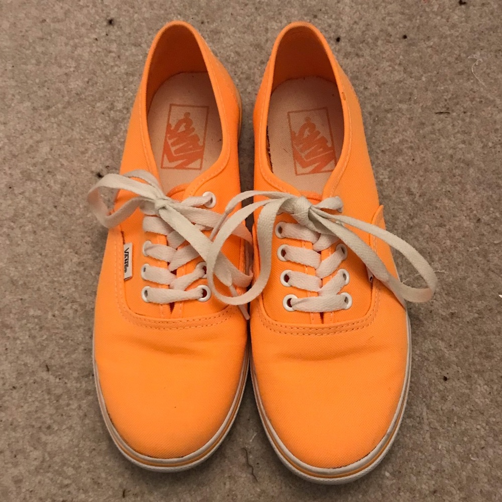 Bright Orange Vans Authentic with White Laces Size 8